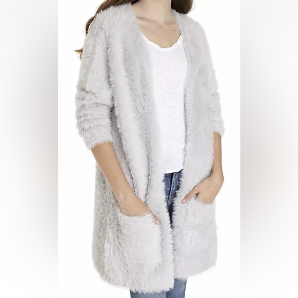 Free People Gray Soft Furry Jacket Size Small